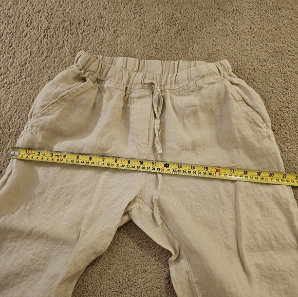 Parachute Home 100% Linen Bone Pajamas Set Small Top Pants Shorts - Picture 3 of 4